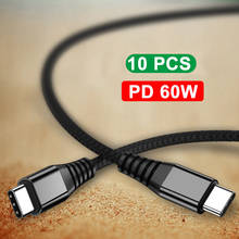 Cable USB tipo C a C para ordenador portátil, cargador de carga rápida para Macbook QC3.0 4,0, Samsung S10 9, Huawei Mate 20, 60W, 10 Uds. 2024 - compra barato