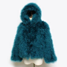 Hot Sale Winter Women Natural Ostrich Fur Hooded Coat Fashion Girl Warm Real Fur Jacket Luxury Genuine Ostrich Fur Short Coats 2024 - buy cheap