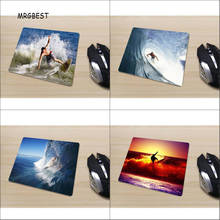 Mrgbest-mousepad tamanho pequeno com led e sensação confortável para mesa 220x180mm, mousepad quadrado em borracha com imagem do surf, em estoque 2024 - compre barato