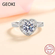 Geoki 925 Sterling Silver Passed Diamond Test Perfect Cut 1 Ct D Color VVS1 Moissanite Heart Ring Women Luxury Wedding Jewelry 2024 - buy cheap