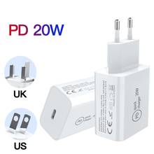 Carregador rápido de 20w pd, usb tipo c 4.0 3.0 e 18w para ipad pro air e iphone 12, mini 11 pro max xs, parede de viagem, ue e eua 2024 - compre barato