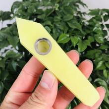 MOKAGY 10cm Natural  Yellow Luminescent Quartz Stone Crystal Smoking Pipes 1pc 2024 - buy cheap