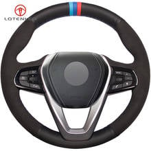 LQTENLEO Black Genuine Leather Suede Car Steering Wheel Cover for BMW G30 G31 530i 540i 530e G32 G11 G12 X3 X4 X5 X7 2017-2019 2024 - buy cheap