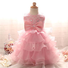 Кружевное платье-пачка принцессы с цветочным рисунком для маленьких девочек детское От 1 до 2 лет бальное платье для дня рождения, детский Рождественский Костюм 2024 - купить недорого