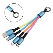 3 in 1 Gradient USB Data Cable Micro 8PIN Type-C 15CM Rainbow Braided Data Cord Kechain For Xiaomi Huawei iPhone Mobile Phone 2024 - buy cheap