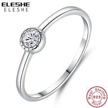 Exquisite Crystal Fashion Ring 100% 925 Sterling Silver Zircon Round Rings For Women Wedding Anniversary Jewelry 2024 - buy cheap