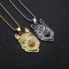 Stainless Steel Gold Ice Sheet Wolf Viking Pendant Necklace Jewelry Animal Wolf Animal Necklaces Gift For Him with Chain 2024 - buy cheap