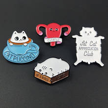 Fashion Enamel Pins Brooches Fat Cat Badges Bags Kids Metal Pin Gifts For Friends Jewelry DIY Brooch  For Clothes Backpack 2024 - buy cheap