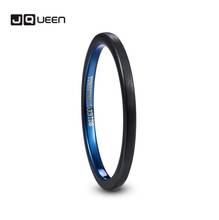  2mm Wide Electroplated Black+blue Surface Brushed Tungsten Steel Men's Ring Wedding Band Tungsten Carbide Ring T226R 2024 - buy cheap