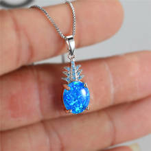 Cute Female Oval Opal Pendant Necklace Rose Gold Silver Color Chain Necklaces For Women Charm Crystal Pineapple Wedding Necklace 2024 - buy cheap