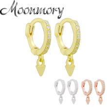 Moonmory-pendientes de plata de ley 925 con forma de cono de zirconia, aretes colgantes con Piercing, joyería circular 2024 - compra barato