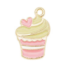 Julie Wang 10PCS Enamel Ice Cream Cup Charms Alloy Gold Tone Artificial Food Necklace Bracelet Jewelry Making Accessory 2024 - buy cheap