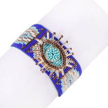 Miyuki pulseira 3d de mau olhado, bracelete boêmio com miçangas, artesanal, moda feminina, boho, joia de braço 2024 - compre barato