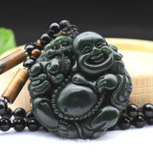 Natural Chinese Hetian Jade Maitreya Pendant Necklace Carved Buddha Buddhism Amulet Fashion Beads Chain Gifts for Men Women 2024 - buy cheap