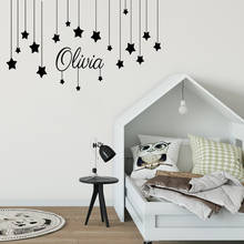 Name Custom Stars and Moon Childrens Wall Art Nursery Baby Decor Wall Stickers Kindergarten Kids For Bedroom Child 2024 - buy cheap
