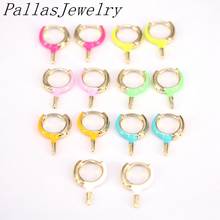 10Pairs New fashion summer hot selling mini Huggie hoops Neon colorful enamel small hoop gold filled earring 2024 - buy cheap