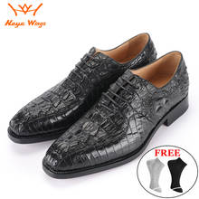 Couro masculino sapatos de negócios artesanal goodyear welted vestido sapatos de pele de crocodilo genuína alta qualidade sapatos de festa de casamento 2024 - compre barato