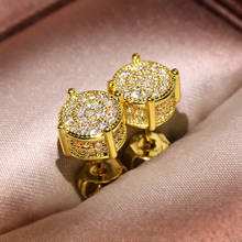 Великолепные белые золотые и золотые круглые серьги с цирконом для женщин Свадебные женские ювелирные изделия 2024 - купить недорого
