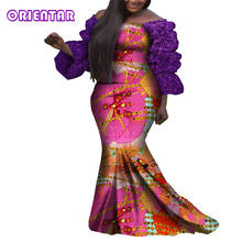 African Dresses for Women Floral Print Glitter Sleeve Long Dress Slash Neck Fashion Wedding Party Dresses Robe Vestidos WY8029 2024 - buy cheap