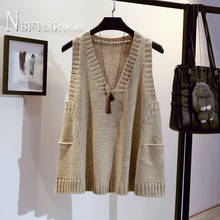 2020 Plus Size Autumn Korean V Neck Knitting Women Vests Loose Sleeveless Female Sweater 2024 - buy cheap
