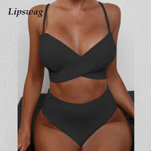 Biquíni sexy brasileiro 2021, cor sólida, push up, traje de banho feminino, roupa para nadar, duas peças, xl 2024 - compre barato