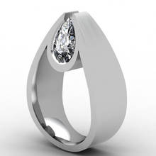 Letapi nova cor prata waterdrop em forma de aaa cz anel de pedra promessa noivado anéis de casamento para as mulheres prata cor jóias 2024 - compre barato