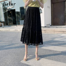 Jielur Summer Skirt Lace 2021 New Chic Skirts Womens Jupe Faldas Femme Solid Color Dual-use Wear Slim Elastic Skirts Mesh Black 2024 - buy cheap