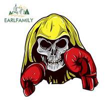 EARLFAMILY 13cm x 12.2cm for Skull Boxer Anime Car Stickers Vinyl JDM Bumper Trunk Truck Graphics RV VAN 3D DIY Fine Decal 2024 - buy cheap