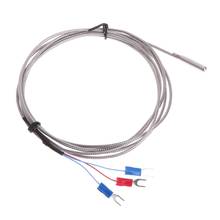 Termopar de aço inoxidável pt100 com sensor de temperatura, cabo com 2m e 3 fios para controle de temperatura 2024 - compre barato