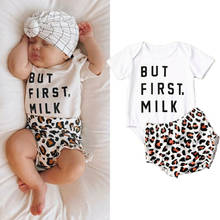 2020 Newest Hot Infant Newborn Baby Girls Boy 2Pcs Set Short Sleeve Letter Print Bodysuits Leopard Shorts Casual Outfits Sunsuit 2024 - buy cheap