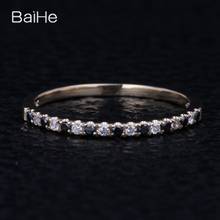 BAIHE-anillo de compromiso de oro amarillo de 10K, Diamante redondo de 0,20 quilates, H/SI, diamantes naturales negros, regalo 2024 - compra barato