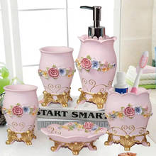 Wedding Gift Bathroom Set- Pink Bathroom Accessories Kit-Red Resin Five-piece Set-Soap Dispenser-Toothbrush Holder 2024 - buy cheap