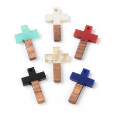 15PCS Cross Design Earrings Accessories Natural Wood & Resin Splicing Hand Made DIY Making Charms Jewelry Findings & Components 2024 - buy cheap