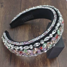 Colorful Baroque Full Crystal Headband Luxury Shiny Padded Rhinestone Hairband For Women sparkly novelty Hair Accessories 2024 - buy cheap