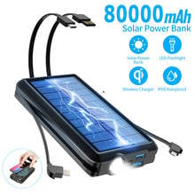 Banco de energía Solar inalámbrico Qi 80000mah, cargador portátil de carga rápida, batería externa LED para Iphone y Xiaomi, 3,0 2024 - compra barato