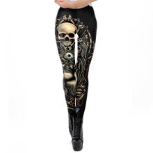 Fashion Skull Leggings Sexy Skinny Female Pants Women Steampunk Seam Legging Cosplay 3D Printing Halloween Pants 2024 - buy cheap