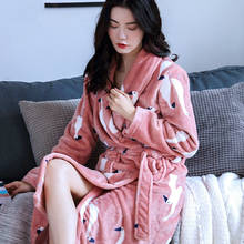 H5927 Women Robes Thick Nightgown Female Flannel Warm Bathrobe Coral Velvet Autumn Winter Korean Lovely Thermal Lady Sleepwear 2024 - buy cheap