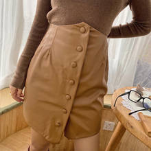 Solid Color Women's Mini Skirt Buttons A-line Office Lady Short Skirts 2020 New 2024 - buy cheap