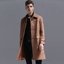 Fashion Tactic Suede Trench Coat Jacket Men 2020 Spring and Autumn New Style Retro Jacket Mens Chamois Windbreaker Long Coats 2024 - buy cheap