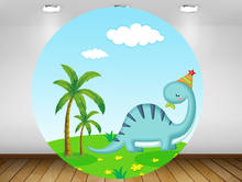 Round circle background Cute dinosaur backdrop baby shower kids birthday party decor candy table banner fabric YY-275 2024 - buy cheap