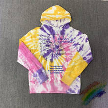 Tecido pesado em linha de cerâmica flores tie dye hoodie masculino feminino 1:1 alta qualidade com capuz solto pulôver 2024 - compre barato