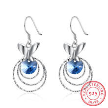 Fine Jewelry Made with Lekani Crystal Butterfly Earrings Real S925 Sterling Silver Three-loop Earrings for Women Gift 2024 - buy cheap