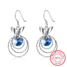 Pendientes de cristal de mariposa hechos con Lekani para mujer, joyería fina, Plata de Ley 925 auténtica, pendientes de bucle, regalo 2024 - compra barato