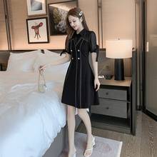 COIGARSAM Style Short Sleeve Women one-piece dress korean New Summer High Waist Dresses Black 6278, for Women dress, for summer, lantern sleeve, square collar, office lady 2024 - buy cheap
