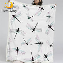 BlessLiving Dragonfly Plush Bedspread Simple White Furry Blanket Light Green Pink Wings Plush Blanket For Beds 150x200 Bedding 2024 - buy cheap