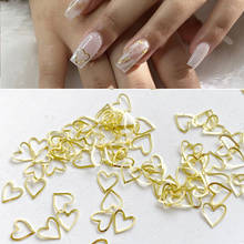 100pcs gold love heart Nail Decals Metal hollow Heart Shape Ultra-thin 3D Manicure Nail Art Decoration Accessories 2021 newest 2024 - buy cheap