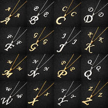 Jisensp colares com pingente de letras, colares unissex de aço inoxidável com letras iniciais de natal, alfabeto, presente 2024 - compre barato
