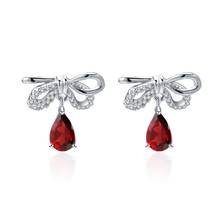 GEM'S BALLET 2.10Ct 100% Natural Garnet Bow Stud Earrings for Women Fine Jewelry Real 925 Sterling Silver Gemstone Earrings 2024 - buy cheap