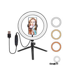 Anillo de luz LED regulable para selfi, minitrípode para estudio en vivo, maquillaje, fotografía, relleno, soporte para teléfono, 6/10 pulgadas 2024 - compra barato