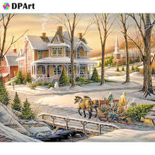 Diamond Painting 5D Full Square/Round Drill Snow Scenery House Carriage Daimond Rhinestone Embroidery Painting Cross Stitch M652 2024 - buy cheap